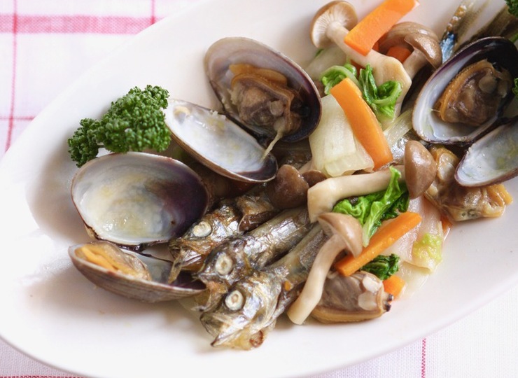 ししゃもと野菜（あさり入り）の簡単炒め料理