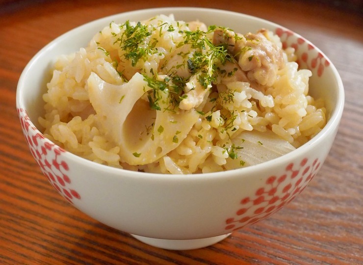 れんこんと鶏肉の炊き込みごはん