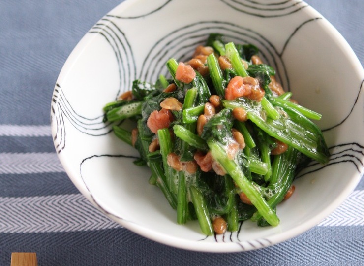 梅香る 納豆とほうれん草の和えもの