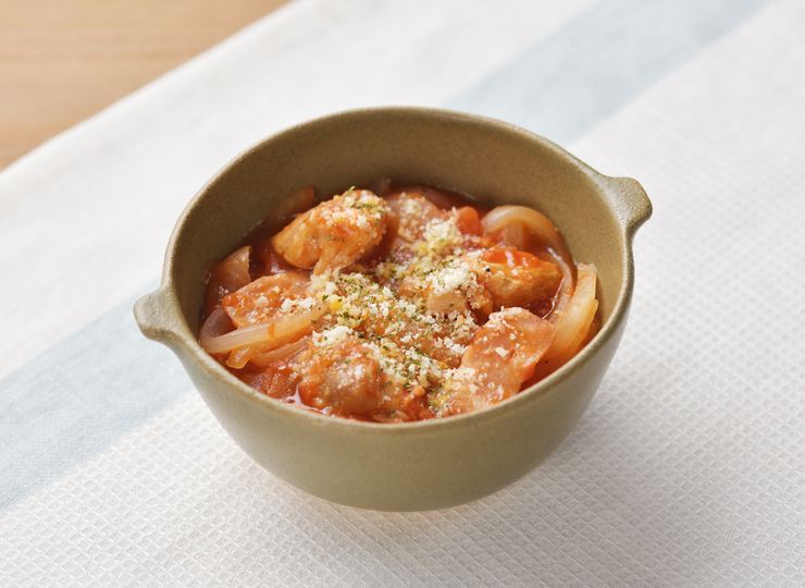 レンジで　チキンのトマト煮