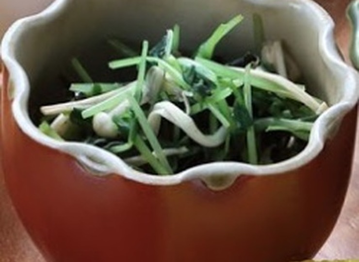 豆苗とエノキの簡単和えもの