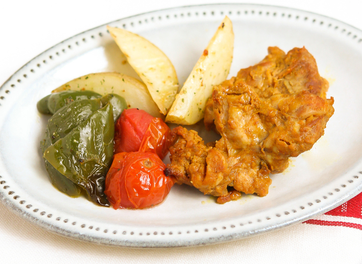 タンドリーチキンとロースト野菜