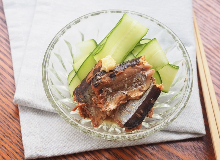 さんま缶ときゅうりの酢の物