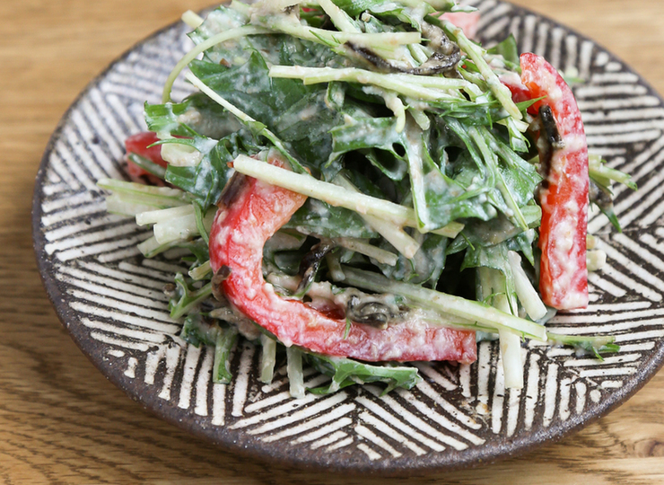水菜とパプリカの豆腐サラダ