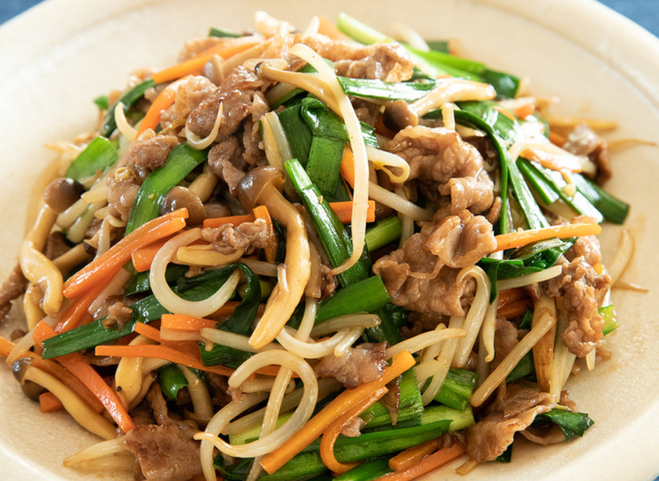 牛こまと五目野菜のオイスター炒め