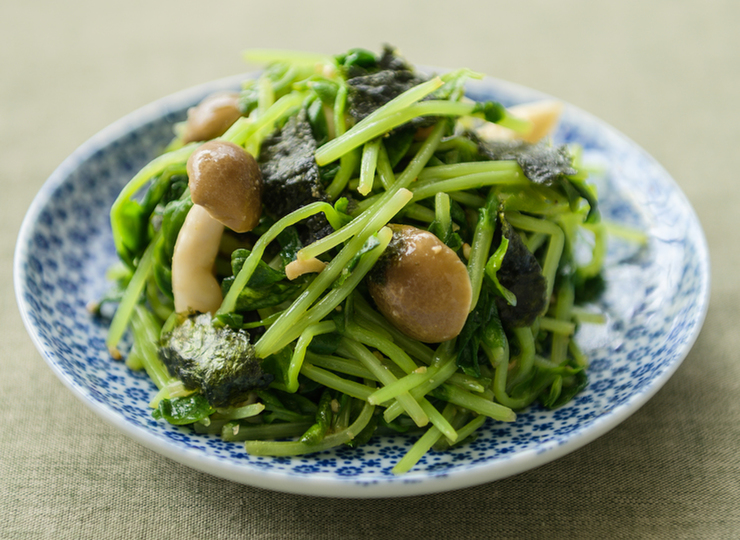 豆苗としめじの海苔ナムル