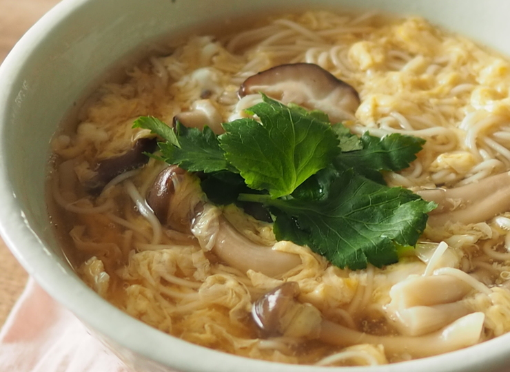 きのこ入り卵とじにゅうめん
