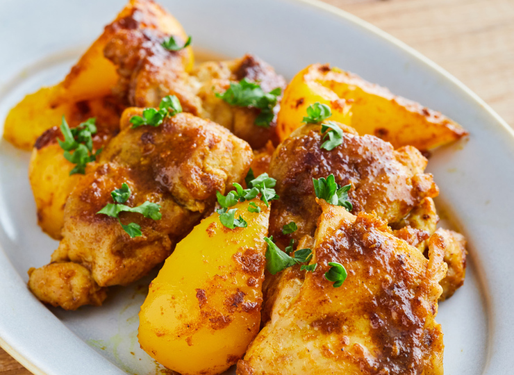 鶏肉とパプリカのカレー焼き