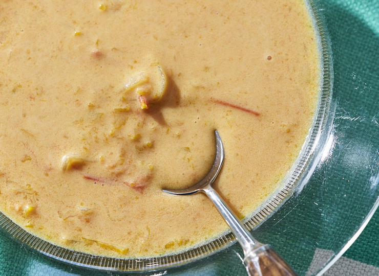 電子レンジで かぼちゃとトマトのスパイシースープ