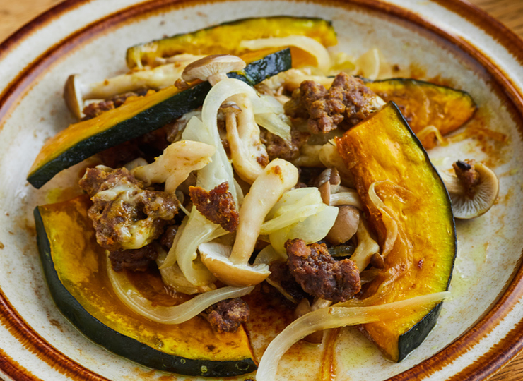 電子レンジでかぼちゃカレーチーズ