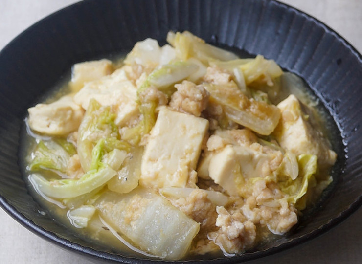 電子レンジで簡単 豆腐と白菜のそぼろあんかけ