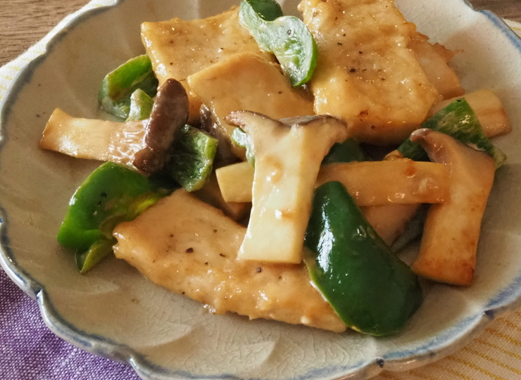 かじきとエリンギのマヨぽん炒め