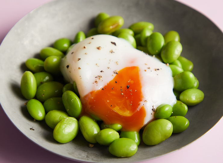 温泉卵のっけえだまめ