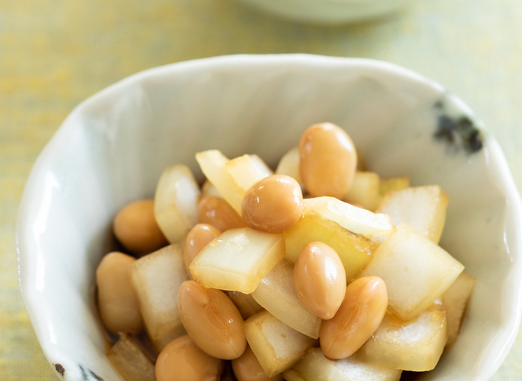 玉ねぎと大豆のぽん酢漬け