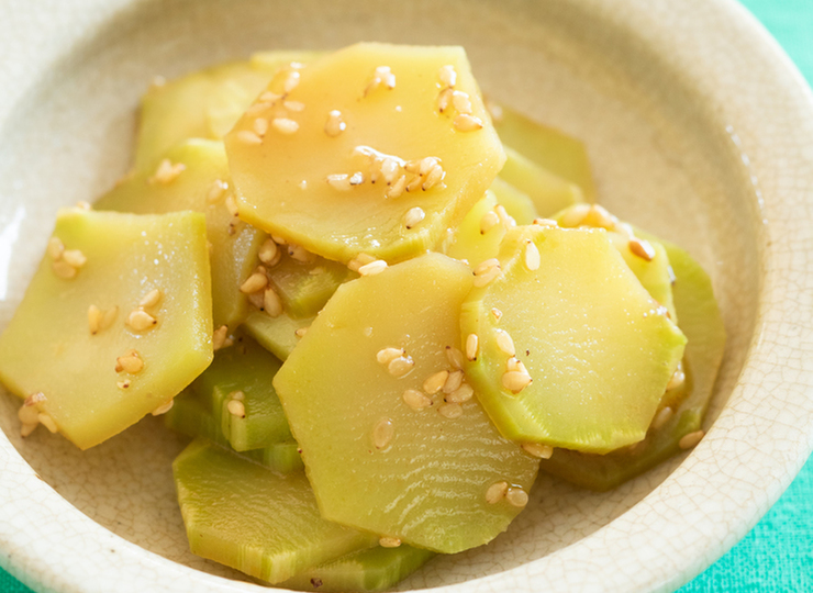 ブロッコリーの茎のラー油あえ