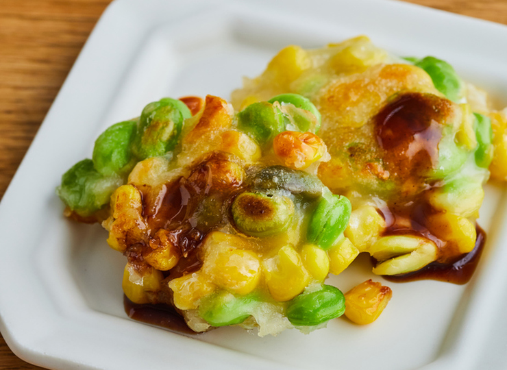 枝豆とコーンのカリッと揚げ焼き