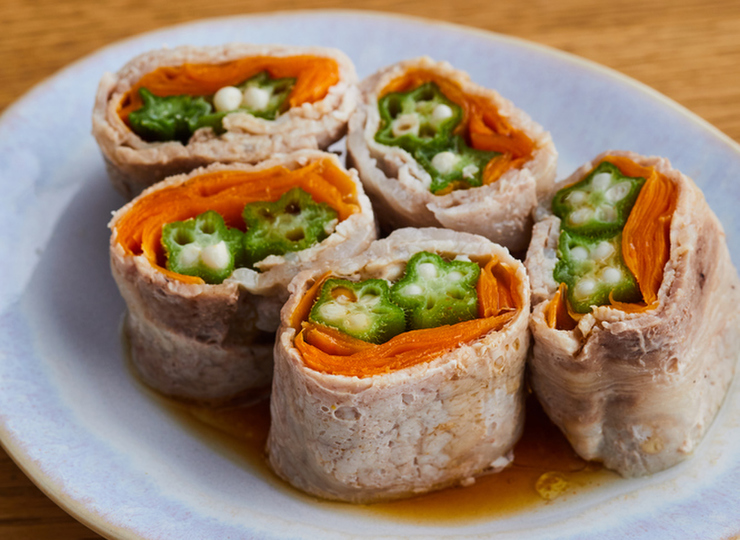 少ない洗い物で 野菜のレンジ肉巻き