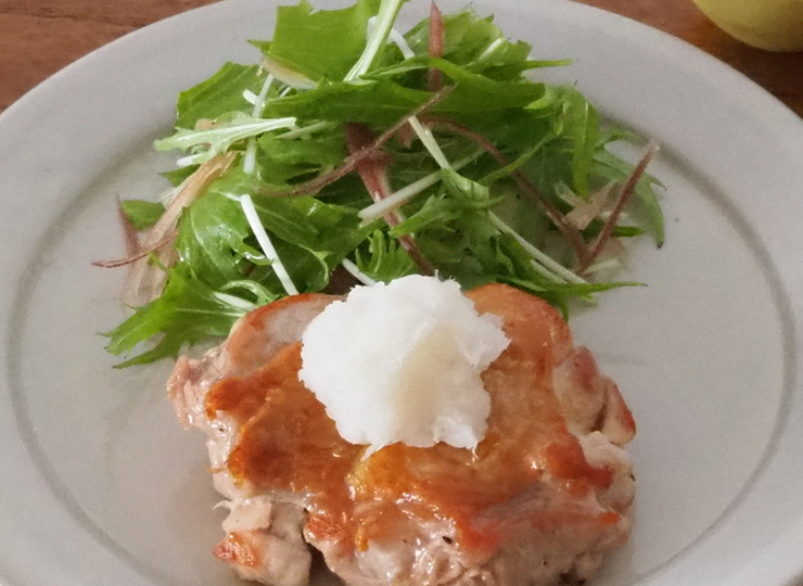 油を使わずパリッと おろしぽん酢チキンソテー