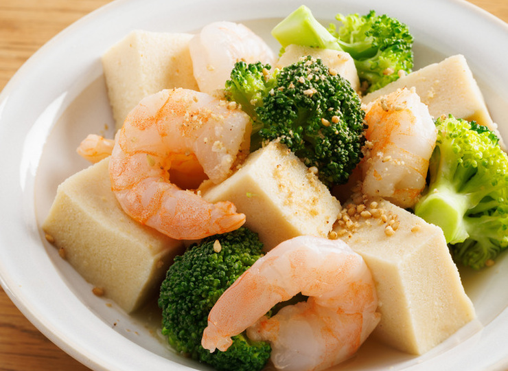 おなかにやさしい 高野豆腐とえびの和風蒸し