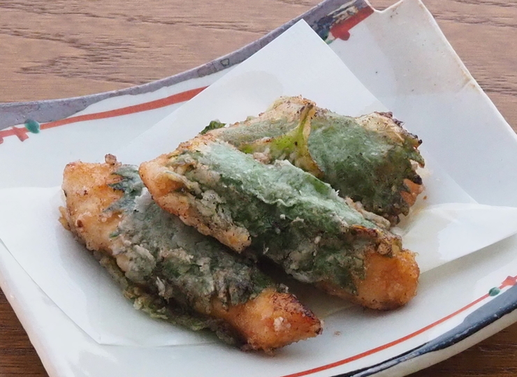 鶏ささ身の青じそ巻き唐揚げ