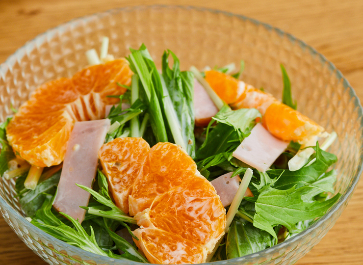 みかんと水菜のヨーグルトサラダ