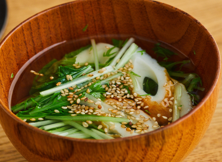 水菜とちくわの和風スープ