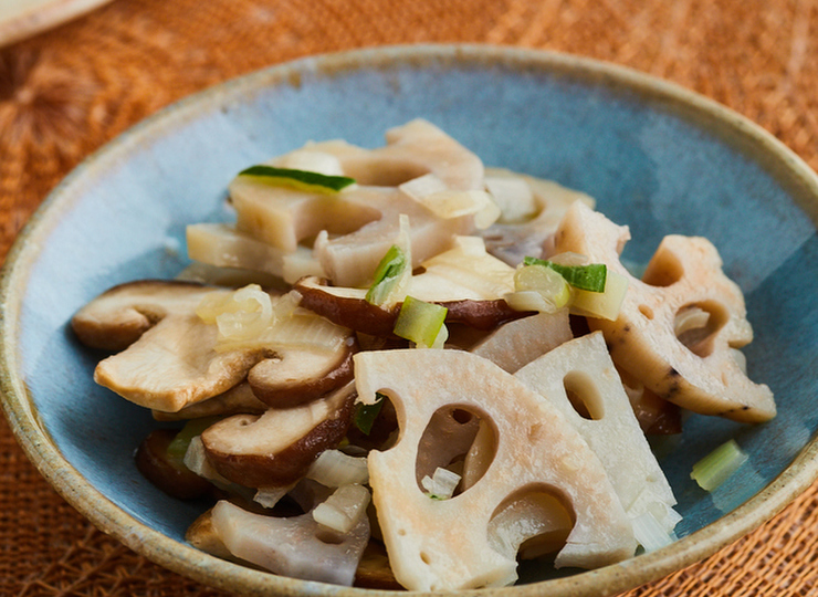 れんこんとしいたけのねぎ塩ナムル