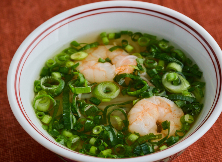 ねぎたっぷり しらたきとえびのスープ