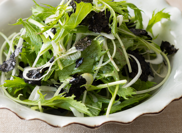 水菜とねぎの和風サラダ