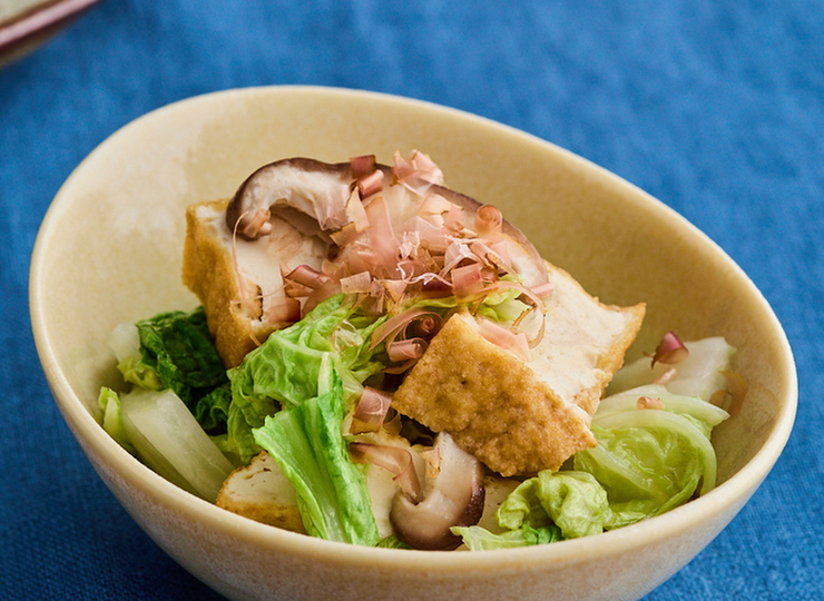 ごま油香る 厚揚げと白菜のレンジ蒸し