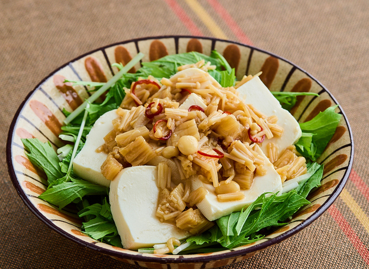 豆腐のきのこドレッシングサラダ