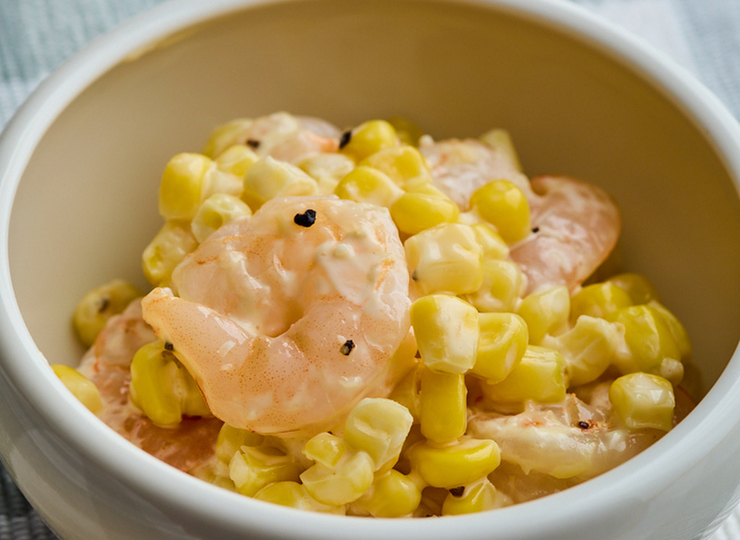 包丁いらず えびとコーンのマヨネーズあえ