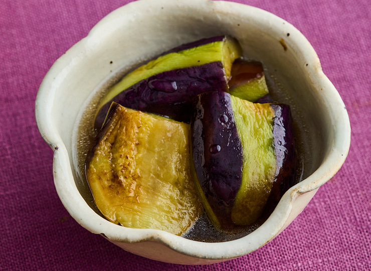 白だしでなすの煮浸し