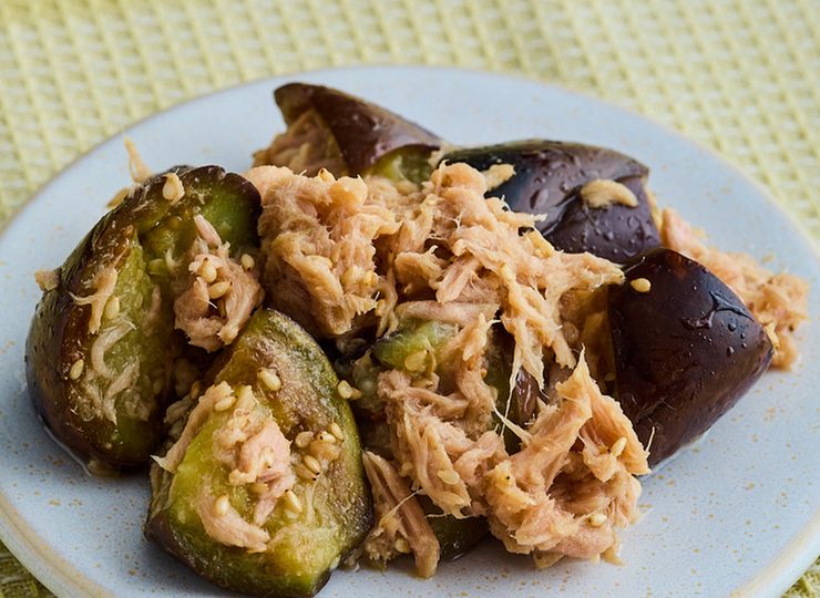 なすとツナのぽん酢あえ