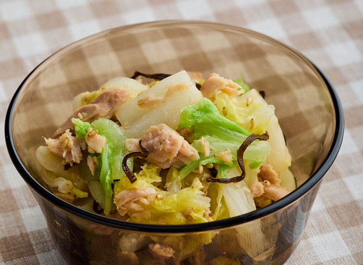 白菜とツナの塩昆布サラダ