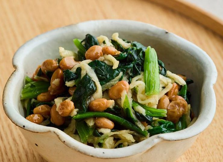 ほうれん草のそぼろ納豆