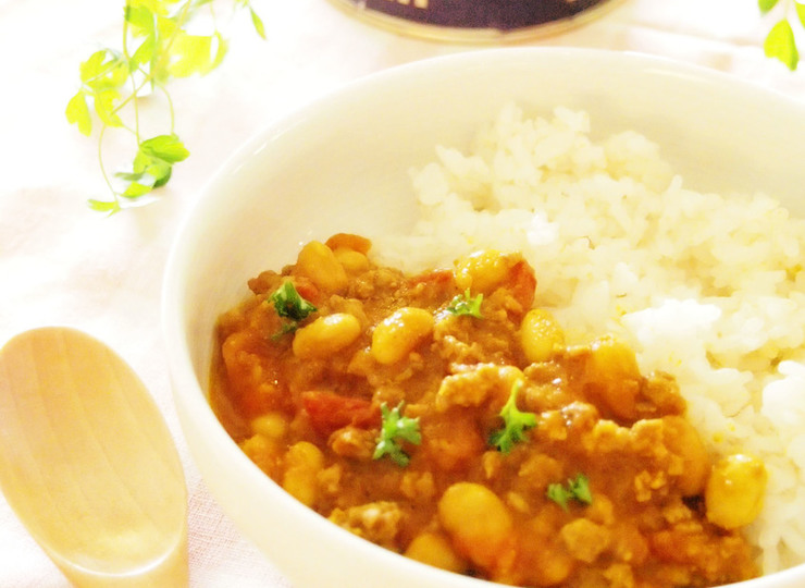 大豆とトマトのキーマカレー