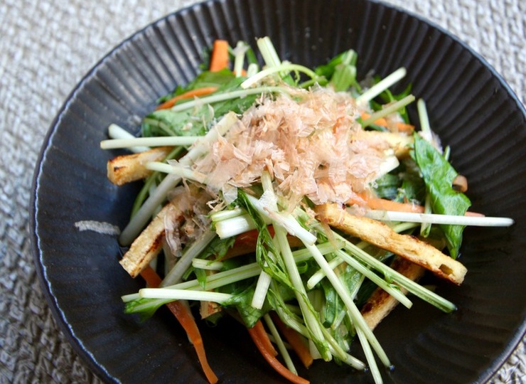 水菜とカリカリ油揚げの味ポンサラダ