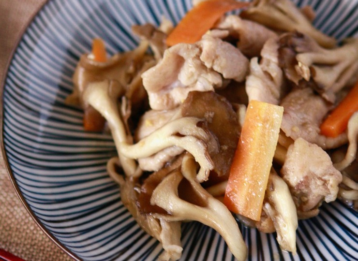 豚肉と舞茸のガーリック味噌炒め