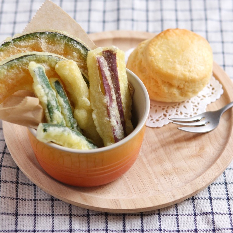 味覚障害の時の野菜の天ぷらとスコーン