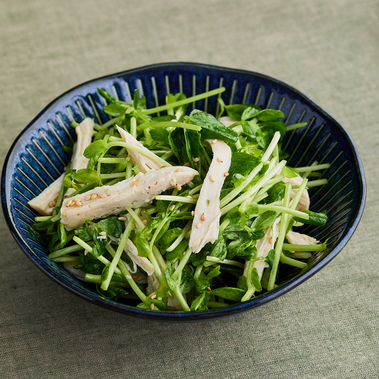 豆苗と鶏むね肉の中華あえ