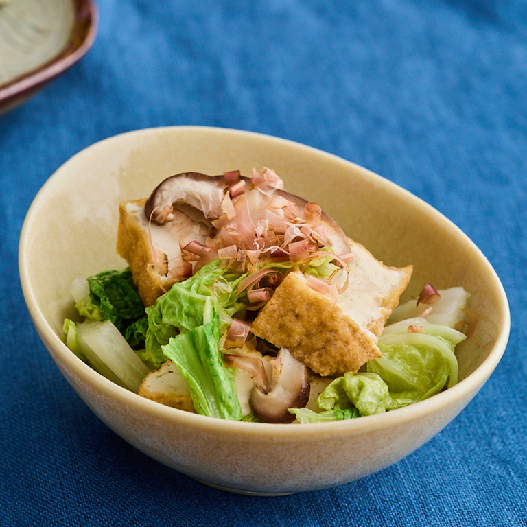 ごま油香る 厚揚げと白菜のレンジ蒸し