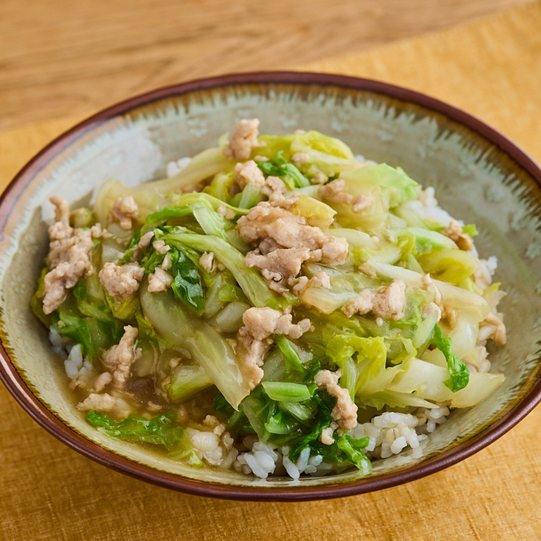 白菜のそぼろあんかけ丼