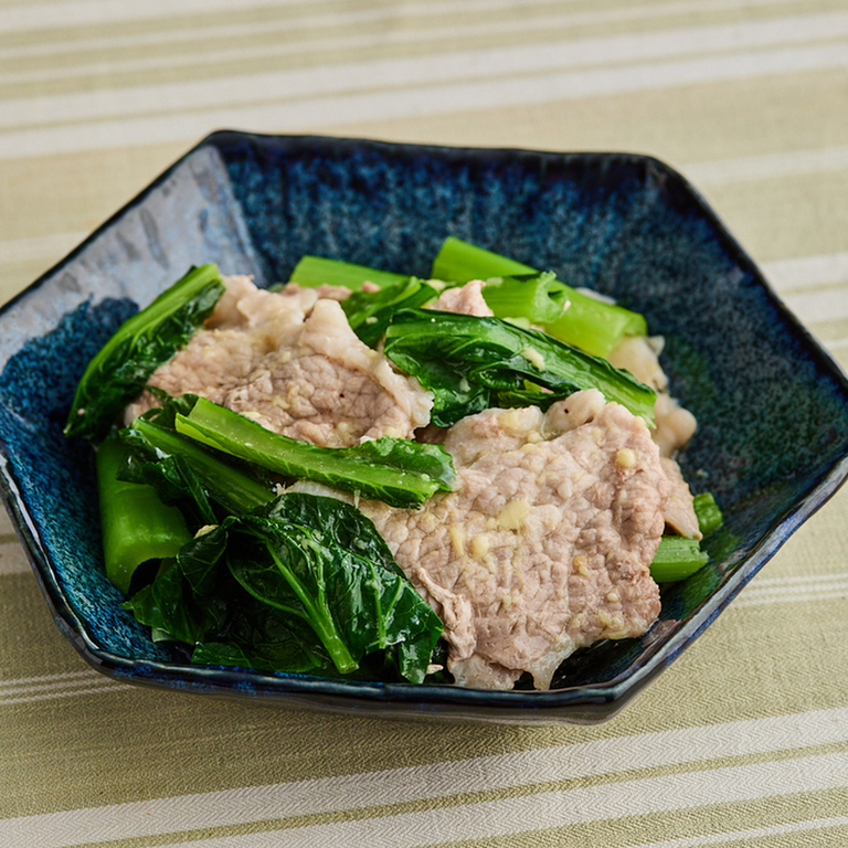 豚肉と小松菜のしょうが蒸し