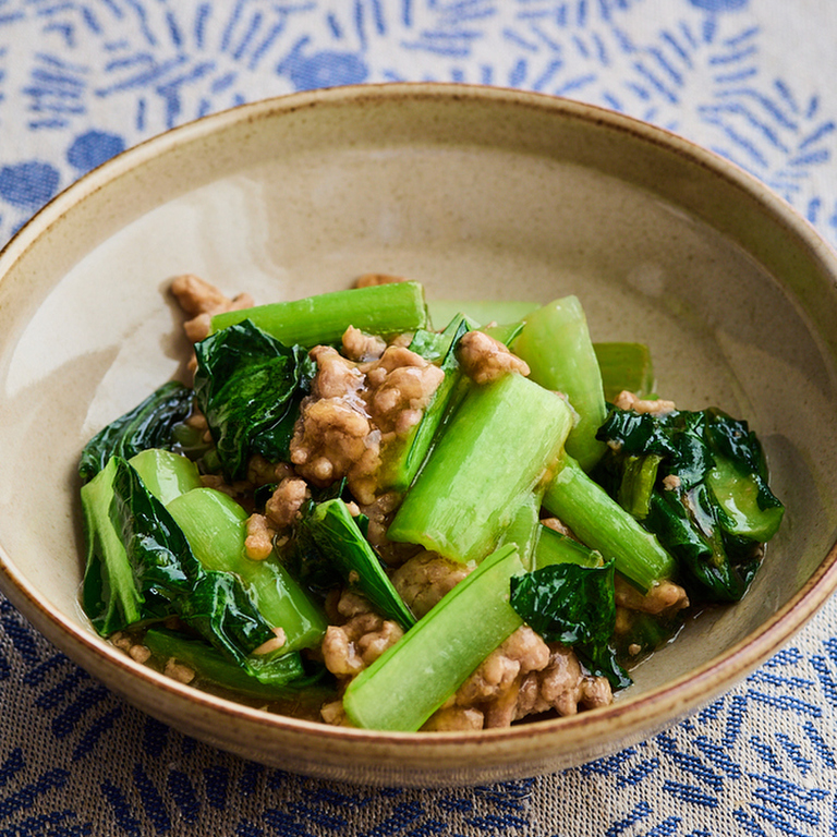 小松菜のそぼろあんかけ