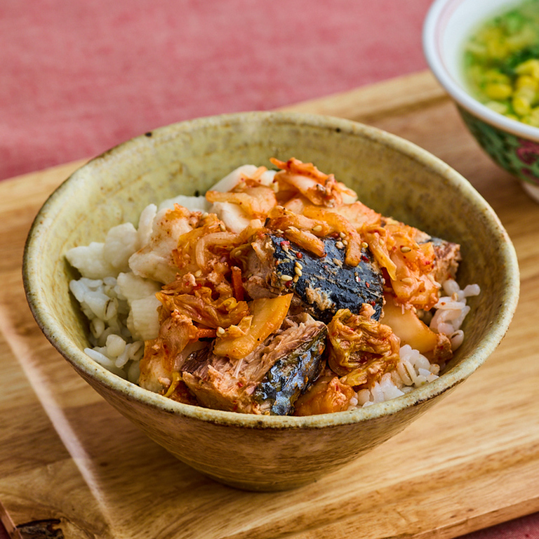 さば缶のキムチあえ丼
