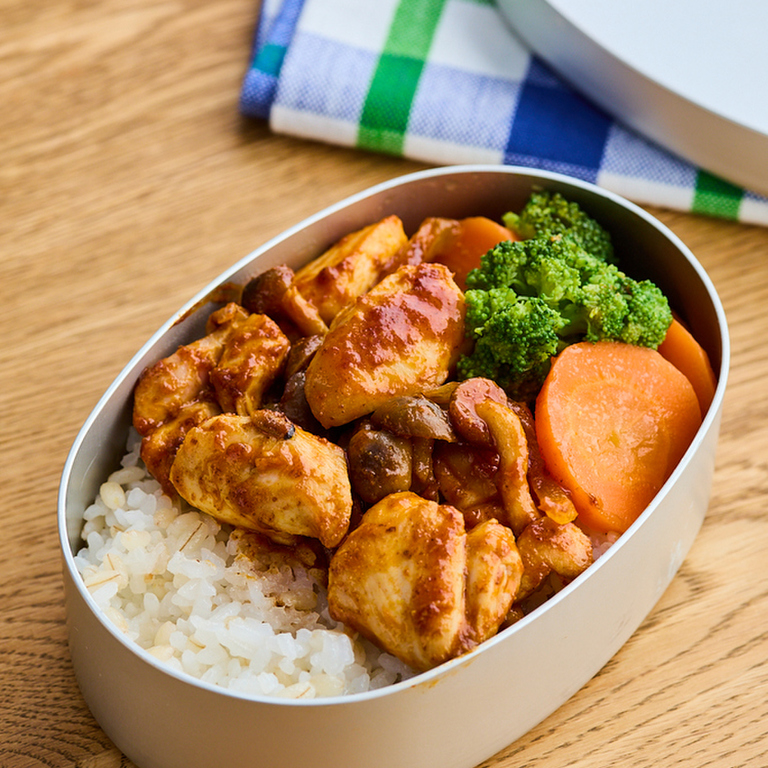 鶏肉のカレー炒め&にんじんのバターぽん酢あえ弁当