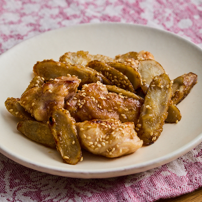 鶏肉とごぼうの甘辛炒め
