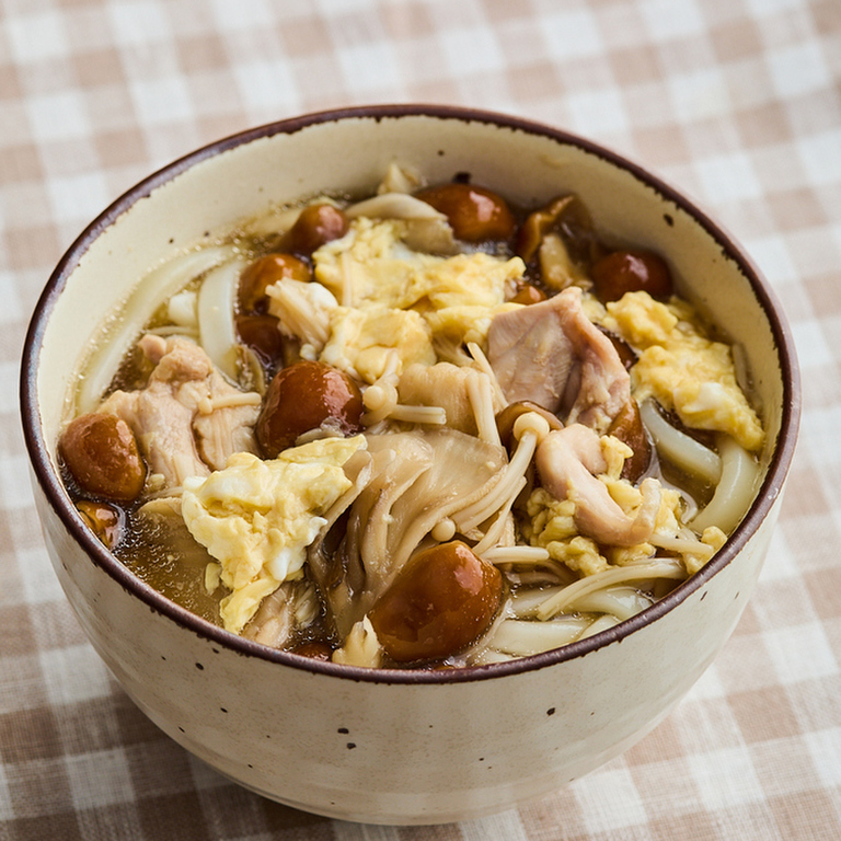 たっぷりきのこの卵とじうどん