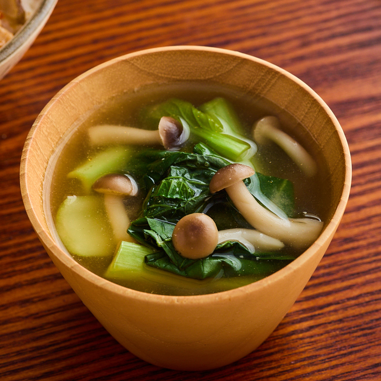 小松菜としめじのからしみそ汁